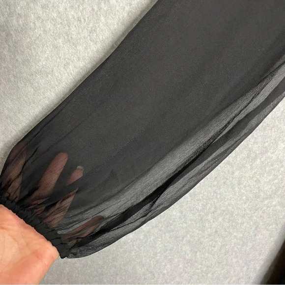 Joie Balloon Illusion Sleeve Whimsigoth Chiffon Witchy Little Black Dress - Picture 5 of 10